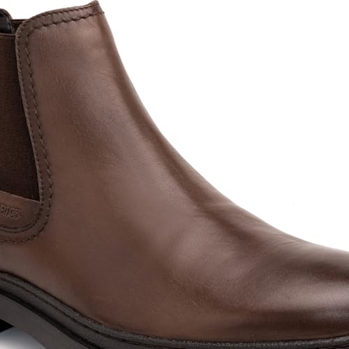 Image of Thomas Crick Men's Genuine Leather Mid-Top Chelsea Boots - Slip-On Ankle Boots with Pull Tab, Ortho Comfort in-Sock & Cleated Grip Outsole for Formal or Casual Wear