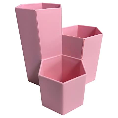 Decohomeforu Desk Pencil Pen Holder, 3 Slots Desk Organizers, Office Supplies Accessories, Cute Desktop Storage for Home Office School Art Supply, Pencil Cup, Desktop Stationary Organizer (Pink) Cover
