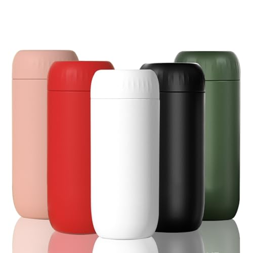 YINJAM 450ml Travel Mug Coffee Cup Thermal Vacuum Mug Reusable 316 Stainless Steel Insulated Tumbler with Leakproof Lid for Hot and Cold Drinks (White)