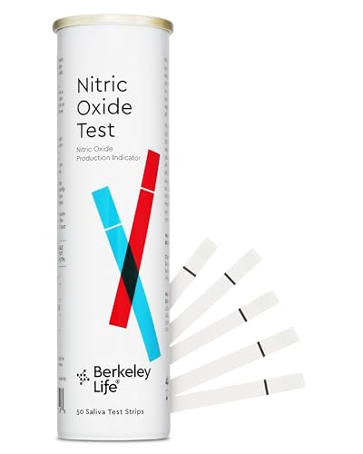Berkeley Life Nitric Oxide Test Strips - at-Home Non-Invasive Saliva Testing Kit to Assess Nitric Oxide Levels for Men & Women - 50 Individually Sealed Indicator Strips