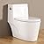 Sarlai One Piece Toilet Bathroom - 1 Piece Toilet Single Siphon Single Flush 1.28 GPF Modern Ceramic White Comfort Height Bathroom Elongated Round Toilet, 12" Rough In, Trapway 2", Wax Included