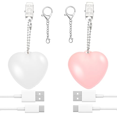 2 Stück Handtaschenlicht mit Automatischem Sensor Taschenlicht für Handtasche als Herz Stern Wolken Anhänger Tragbare Handtaschenlampe & Mini Lampe für Geldbörse Rucksack Camping (HerzRosa-Weiß)