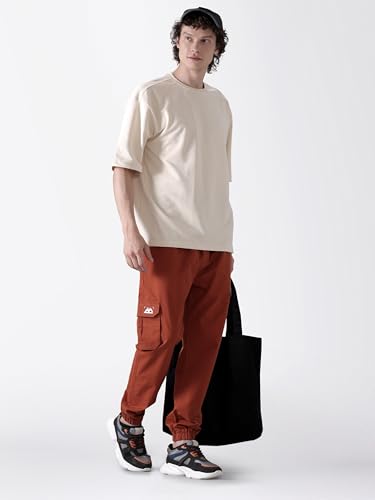 Image of Beyoung Cotton Solid Elastic with Drawstring Cargo Joggers for Men | Regular Fit | 2 Spacious Pockets | Smooth Texture