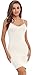 Qzzater Women's Full Slips Basic Under Dress Adjustable Spaghetti Straps Cami Slip V Neck Nightwear Off White Medium