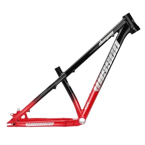 MirOdo Mountain Bike Frames 26/27.5? Aluminum Alloy Bike Frame Disc Brake Quick Release 135mm Bikes Frame BB 68mm XC Dirt Jump Climbing Frame Hardtail Frame (Color : Black Red, Size : 26/27.5