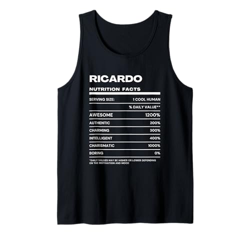 Ricardo Datos de Nutrición Nombre Gracioso Camiseta sin Mangas