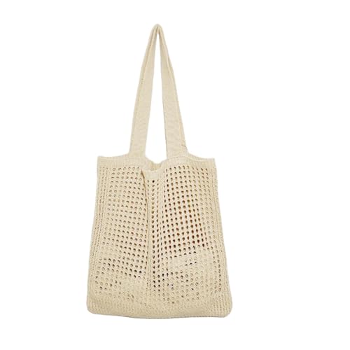 NIDONE Bolso Tote para Mujer, Bolsos Tote Grandes de Playa, Bolsos de Hombro Tejidos a Mano, Lindos estéticos de Ganchillo, 32x57 cm, Albaricoque
