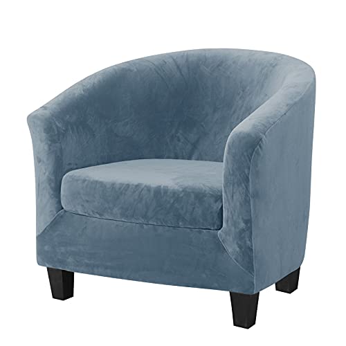 Mingfuxin 2 Pieces Tub Chair Covers,Upgraded 2 IN 1 Design Stretch Velvet Armchair Sofa Slipcover with Cushion Cover