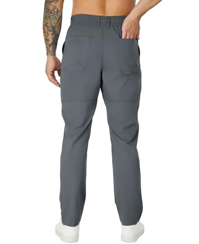 Susclude Cargo Pants for Men Summer Drawsting Casual Pants Lightweight Elastic Stretch Waist Durable Multipants with Pockets2