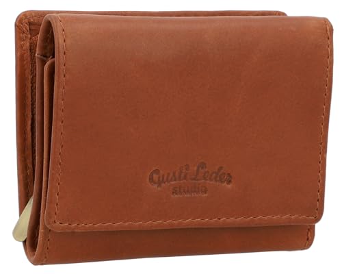 Gusti Portfel skórzany — sierpień portfel mini portmonetka mała portmonetka etui na karty portfel damski męski, orzechowy, Onesize, Retro