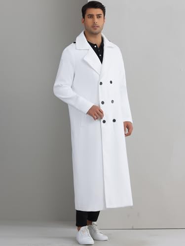 Image of Lars Amadeus Men's Winter Pea Coat Notch Lapel Double Breasted Solid Color Overcoat