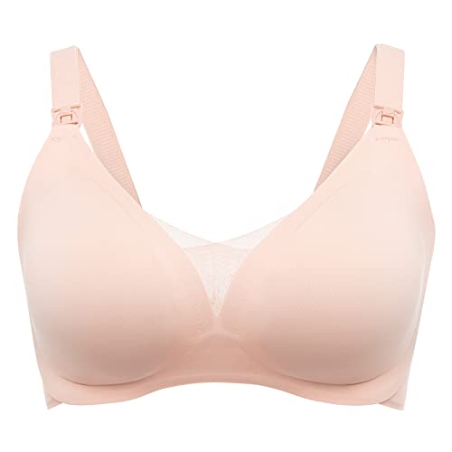 Image of Momcozy Nursing Bras for Breastfeeding, YN44 Upgraded Supportive Comfort Maternity Bra Pregnancy Seamless Sleep Bralette Beige