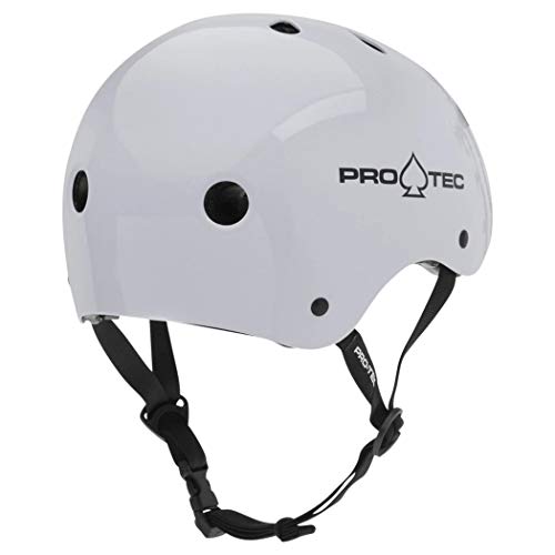 Pro-Tec Classic Certified Skateboard Helmet, Ideal for Skateboarding, Bicycling, BMX and Roller Skating, – Small – White Gloss