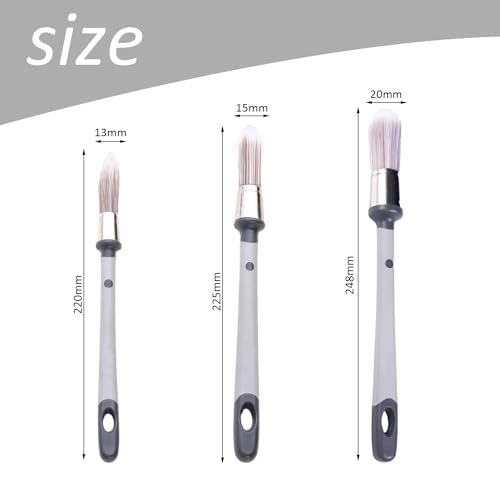 SLEEKEE 3-Teiliges Pinselset, Wandmalwerkzeuge, Pinsel, Kleine Pinsel, Geeignet Zum Dekorieren, Malen und Ausruhen. (13 mm Spitzpinsel, 15 mm Spitzpinsel, 20 mm Rundpinsel)