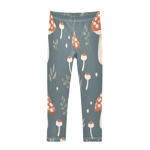 Bolaz Toddler Girls Leggings Printed Yoga Pants Leggings Mushroom and Grass for Kids
