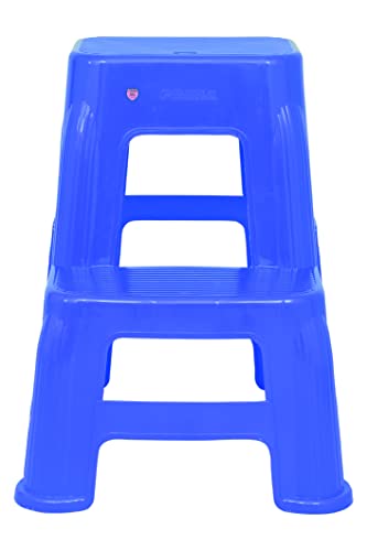 Image of Prima Plastic Durable Moulded Plastic Step Stool Non-Slip for Home & Garden with high Load Capacity. (Set of 1, Blue)
