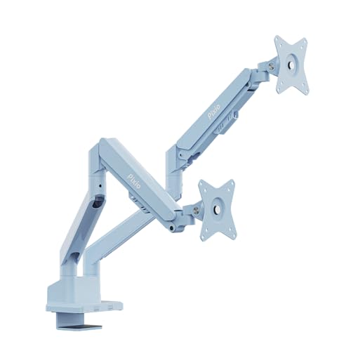 Image of Pixio PS1D Wave Blue Dual Monitor Arm Stand Desk Mount - Fits up to 32 inches Monitors and up to 19.8lbs. VESA Compatibility and Integrated Cable Management