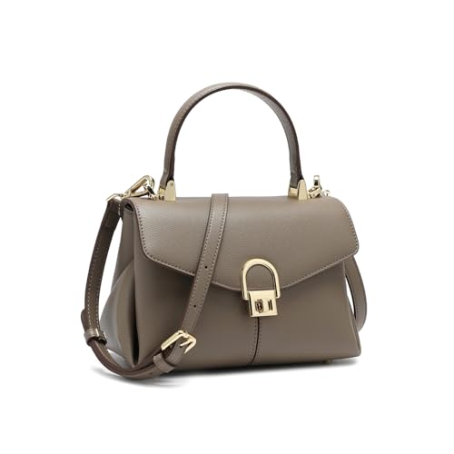 Bolso tote satchel de cuero para mujer con asa superior miniatura 7