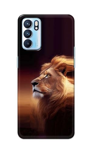 Image of PRINTFIDAA Printed Hard Back Cover Case for Oppo Reno6 5G | Oppo Reno 6 5G Back Cover (Danger Lion) -112