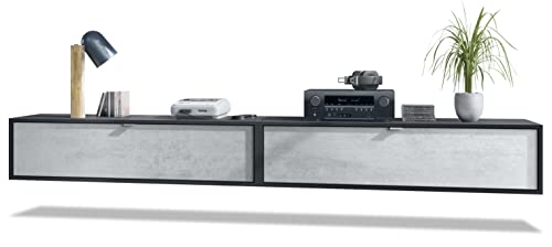 Vladon Ensemble de 2 Set Meuble TV Lana 120, lowboards de 120 x 29 x 37 cm chacun avec Beaucoup d'espace de Rangement, Caisson en Noir Mat, façades en Aspect...