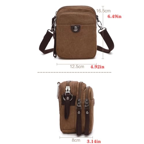 Small Casual Shoulder Bag, Canvas, Multi Pocket, Men Vintage Crossbody Bag, Lightweight, for Work Business Office Travel2