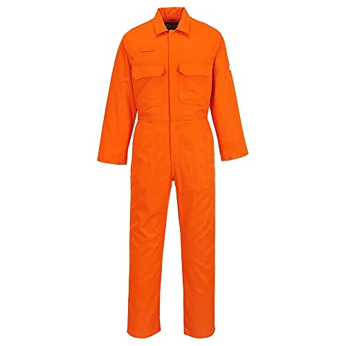 Portwest BIZ1 Mens Heat Flame Resistant Welding Overalls Bizweld FR Protective Boiler Suit Work Coveralls Durable Workwear Mechanics Warehouse Garages Orange, X-Large