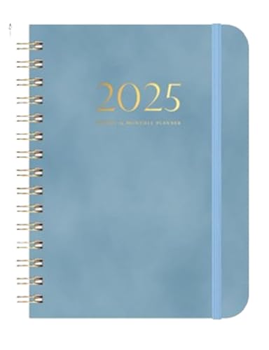 WFLMZY メモ帳 2025 A5 カレンダー システム手帳 システムダイアリー ビジネスマニュアル プランナー 防水・防汚 1日1ページ カレンダーブック (青)