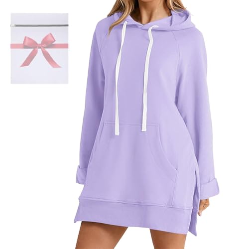 Sweatshirt Long Sleeve Hoodie Dress With Pockets Hooded Casual Tunic Dress Split Hem Pullover 2025 Fall Outfits Y2K2