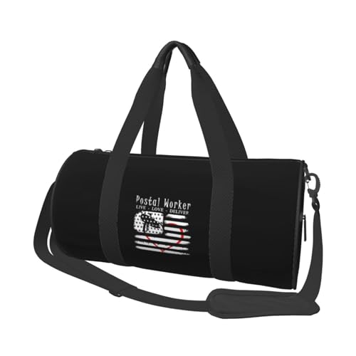 Postal Worker Live, Love, Deliver Convertible Garment Bag with Shoulder Strap, Carry on Garment Duffel Bag for Men Women - Rolling Foldable for Travel Luggage Bags (Black) - Main Image