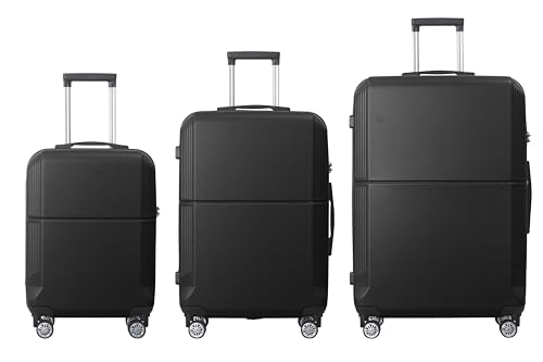 Softa Black 3-Piece ABS Luggage Set with Spinner Wheels