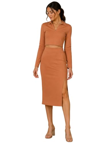 Image of FYLTR Women's Stretchable Mid Rise Midi Skirt|Side Slit|Slim Fit Casul wear