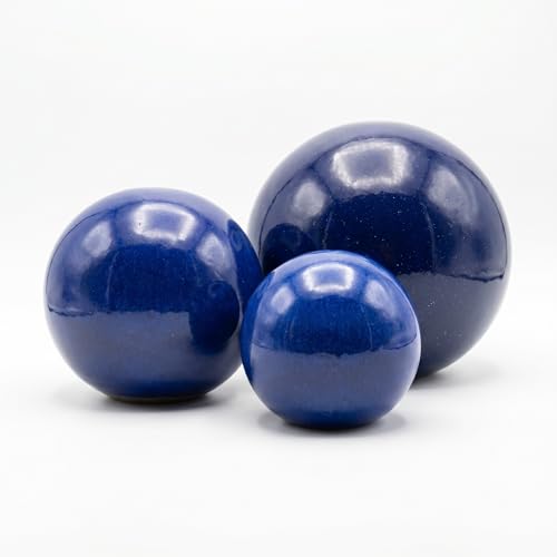 teramico Boules de Jardin en Céramique Résistantes au Gel | Fabrication Artisanale | Décoration Extérieure Unique | Plusieurs Tailles et Couleurs (Bleu...