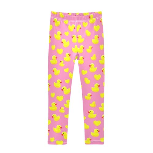 Girls Leggings Size 4T Rubber Duck Heart Soft Stretchy Pants Breathable Girl Clothes for Dresses Dance