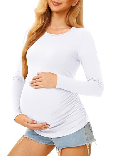 MIRAZEN Maternity Shirts Long Sleeve Pregnancy Top for Women with