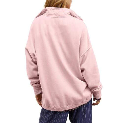 Oversized Sweatshirt for Women Fleece Mock Neck Button Oversized Pullover - image 5