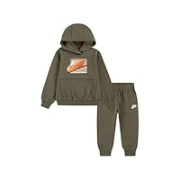 Nike KIDS Fleeced-Cotton Blend Hoodie and Joggers GRADIENT FUTURA Set (Olive, 3T)
