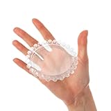 ABOOFAN Plato de cristal creativo con patrón de margaritas para vajilla de cocina, elegante plato con bordes de perlas para servir ensalada de carne, postres y almacenamiento de joyas, vajilla