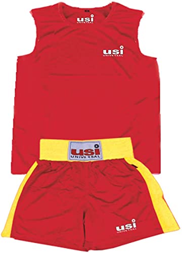 USI Men's Wushu Dress Sleeveless Vest Shorts Uniform Breathable Blue - Red-image-11