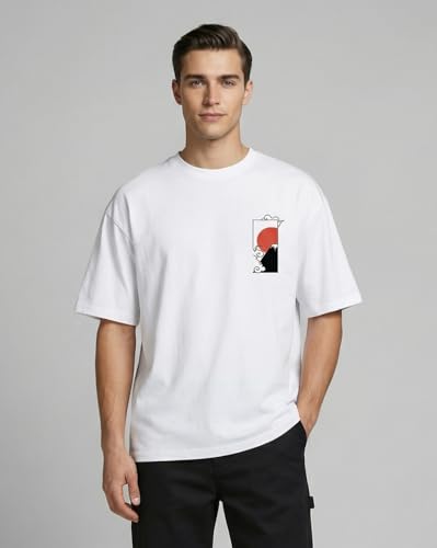Image of Nobero Men's Oversized Graphic T-Shirt for Men | Soft Cotton | Drop Shoulder Relaxed Fit | Printed Casual Tshirt for Men