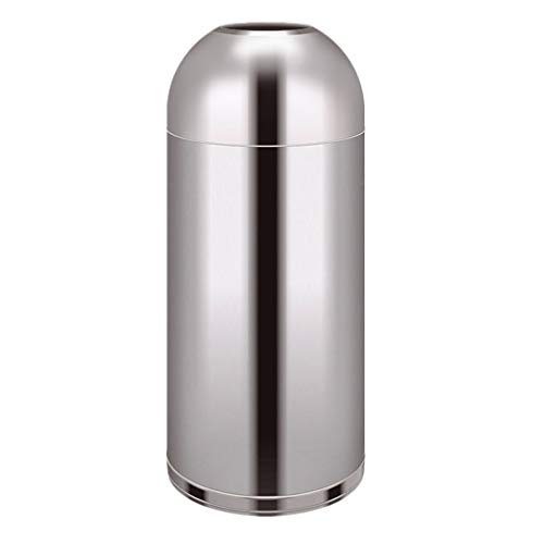 Lobby trash can stainless steel 45L diameter 35 * 80cm hotel shopping mall trash can (Color : Silver, Size : Diameter 35 * 80cm)