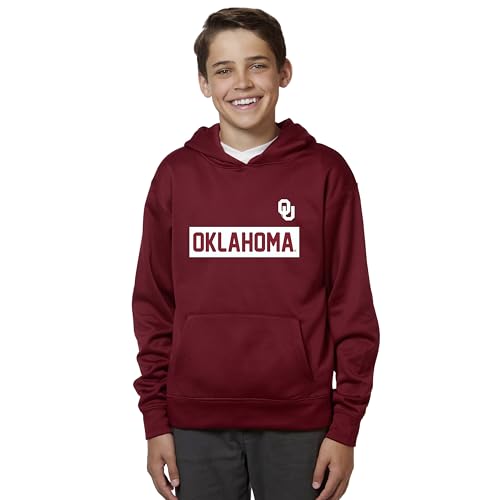 Little King NCAA Youth Boys-Performer-Hoodie Pullover-Oklahoma-Crimson-Youth Large