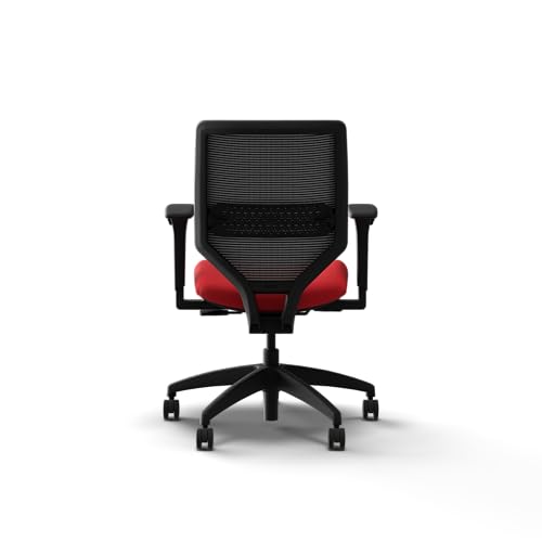 Image of HON Solve Office Chair, Ergonomic Office Chair Mesh Back Support, Adjustable Lumbar Support, Height Adjustable Arms, Black Frame, Ruby