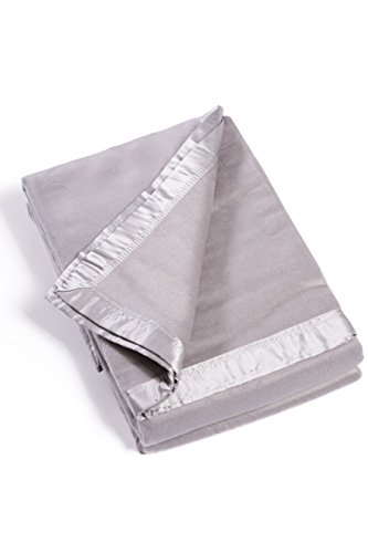 Fishers Finery Microfiber Cozy Blanket with 100% Silk Trim (Gray, Queen)