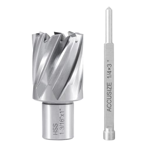 Accusize Industrial Tools H.S.S. Annular Cutter 1-3/16'' by 1'' Cutting Depth with 1 Pc Pilot Pin, 2080-2024Pin