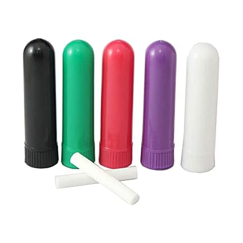 FSSTUD 12 Pcs Empty Plastic Essential Oil Tubes Inhalers Refillable Aromatherapy Nasal Sticks Personal Inhaler Diffusers with Cotton Wicks Cover