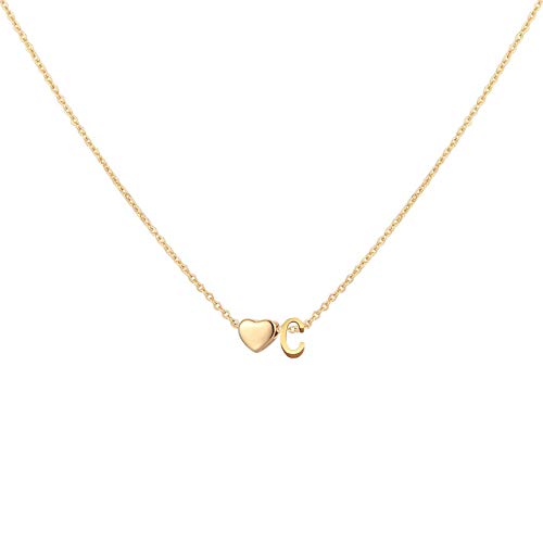 Initial Heart Necklace 18K Gold Plated Stainless Steel Tiny Heart Letter Necklace Personalized Monogram Name Necklace for Women
