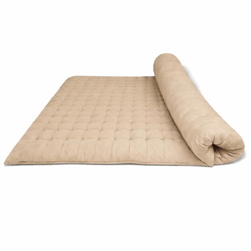 Image of ATOOTFUSION Soft Cotton Quilt | Foldable Light Weight Filled Single Firm Cotton Quilt Mattress| Gadda (Solid Coloured, Sleeping Capacity, 6 x 6 ft or 72 x 72 Inches) Double Bed (Beige)