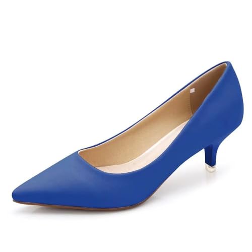 Stunner Women's Classic Fashion Pointed Toe Low Heel Dress Pumps Shoes Blue 39(7.5)
