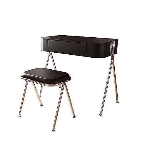 Tocador Moderno Negro con 1 cajón, Elegante tocador sin Espejo, Conjunto de Consola compacta para Dormitorio (80x40x75cm) Espacios pequeños