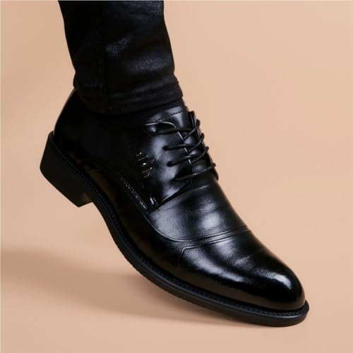 Mens Pointed Toe Leather Dress Shoes British Style Business Formal Black Breathable Casual Shoes Versatile Oxford Shoes3
